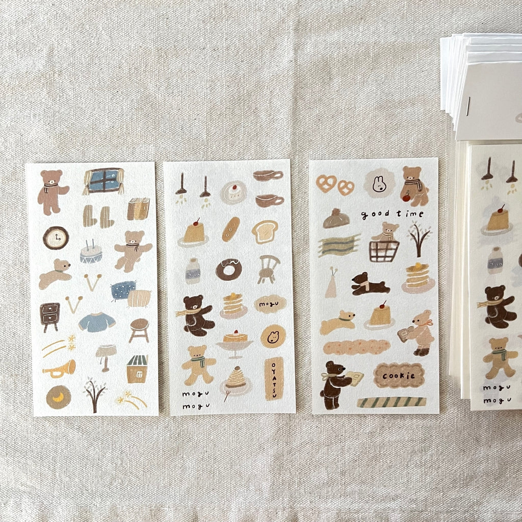 ranmyu Washi Sticker Set | Bear Snacks - Simple Paper 