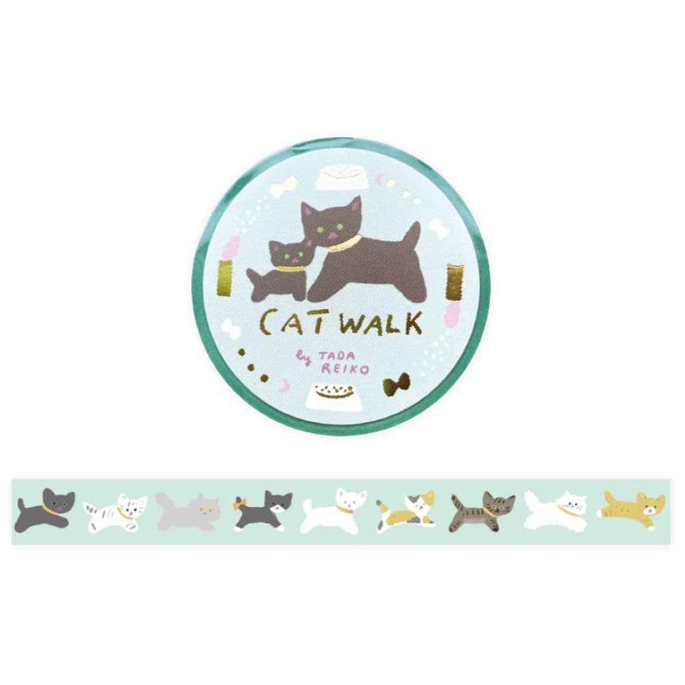 Cozyca x Tada Reiko Foiled Washi Tape Cat Walk