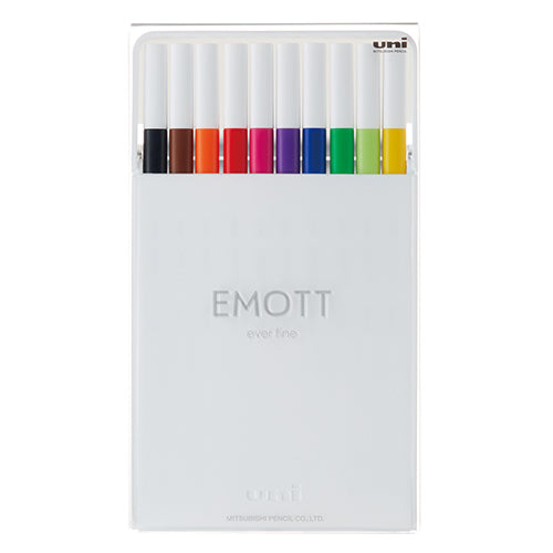 Uni EMOTT Sign Pen | 0.4 mm | 10 Color Set | No.1 - Simple Paper 