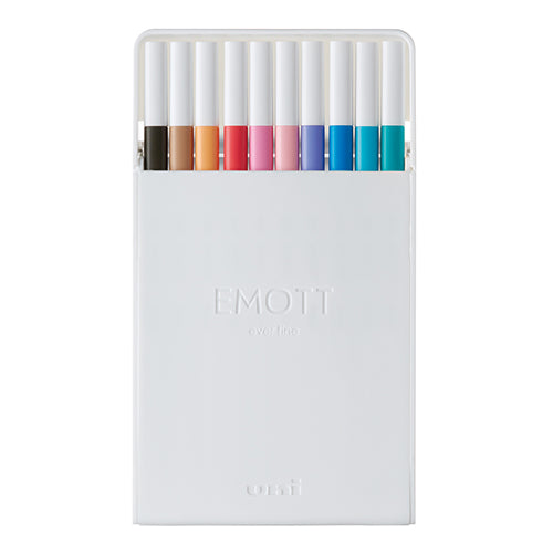 Uni EMOTT Sign Pen | 0.4 mm | 10 Color Set | No.2 - Simple Paper 