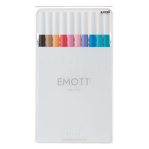 Uni EMOTT Sign Pen | 0.4 mm | 10 Color Set | No.2 - Simple Paper 