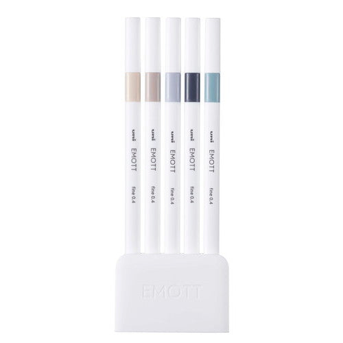 Uni EMOTT Sign Pen | 0.4 mm | 5 Color Set | No.9 Nuance - Simple Paper 