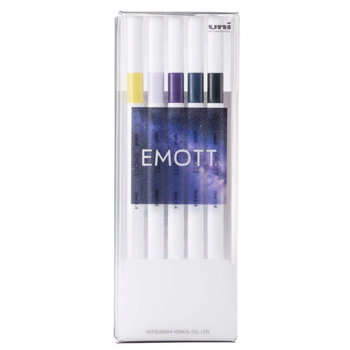 Uni EMOTT Sign Pen | 0.4 mm | 5 Color Set | No.11 Midnight - Simple Paper 