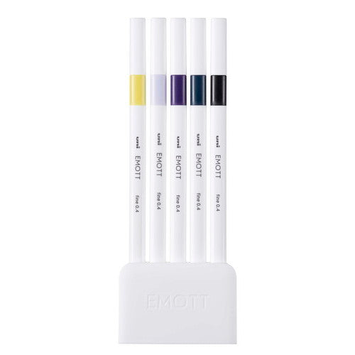 Uni EMOTT Sign Pen | 0.4 mm | 5 Color Set | No.11 Midnight - Simple Paper 