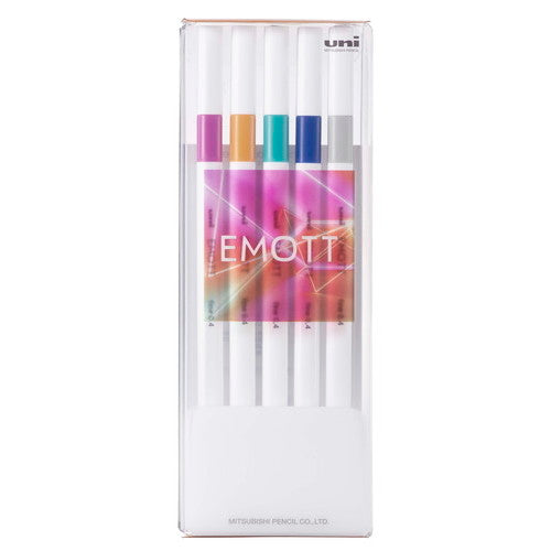 Uni EMOTT Sign Pen | 0.4 mm | 5 Color Set | No.12 Virtual - Simple Paper 