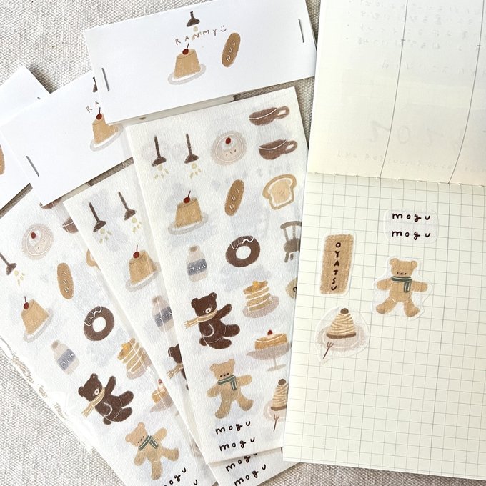 ranmyu Washi Sticker Set | Bear Snacks - Simple Paper 