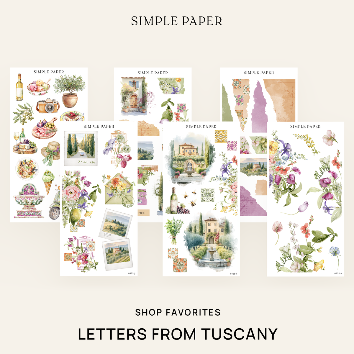 A curated set of villa fountain, cheese board and snapshot frame stickers, Shop Favorites bundle