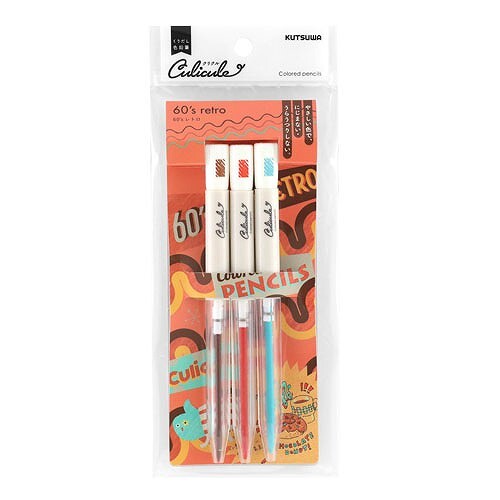 Kutsuwa Culicule Colored Pencil Set | 60s Retro - Simple Paper 