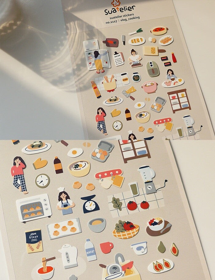 Suatelier Stickers | No. 1117 | Vlog Cooking - Simple Paper 