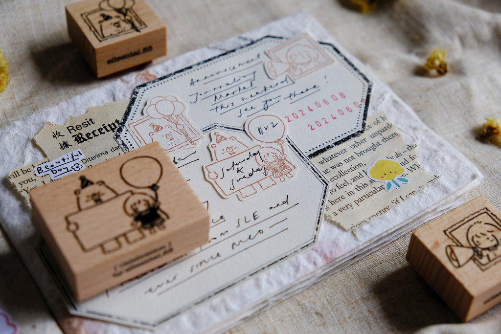 Eileen Tai Rubber Stamps | Bear & Girl: Celebration - Simple Paper 