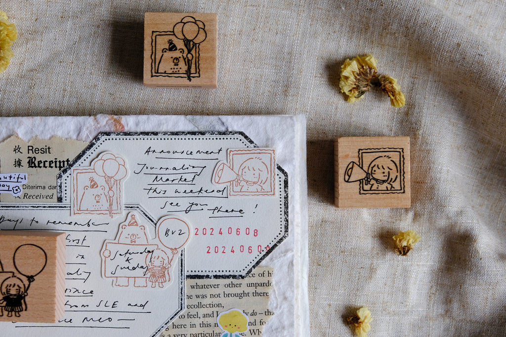 Eileen Tai Rubber Stamps | Bear & Girl: Celebration - Simple Paper 