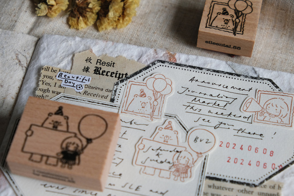 Eileen Tai Rubber Stamps | Bear & Girl: Celebration - Simple Paper 