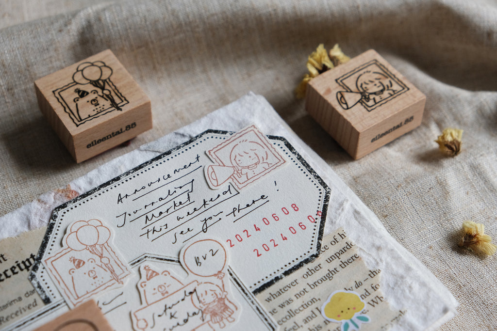 Eileen Tai Rubber Stamps | Bear & Girl: Celebration - Simple Paper 