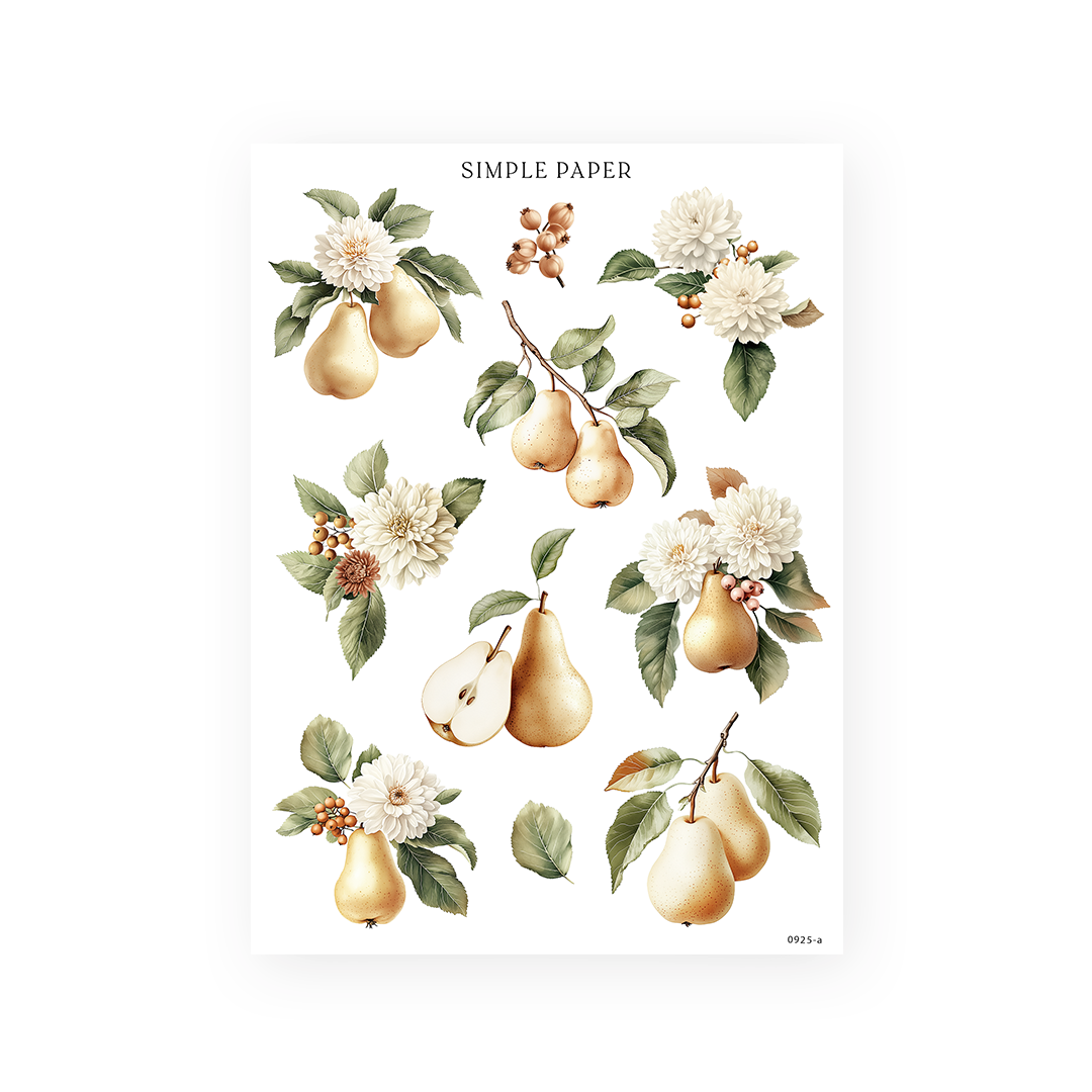 Golden Autumn – Autumn fruit and floral planner stickers with berries