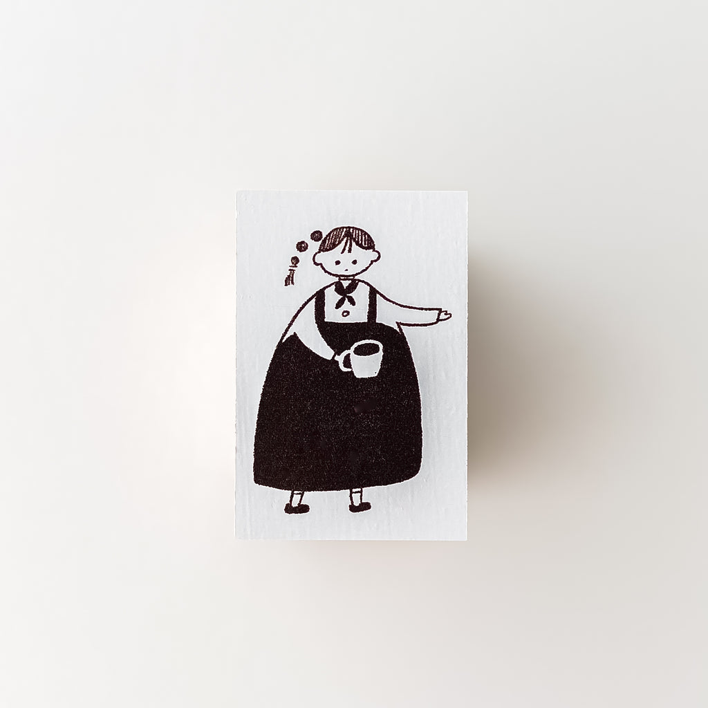 ranmyu Rubber Stamp | Girl With Coffee - Simple Paper 