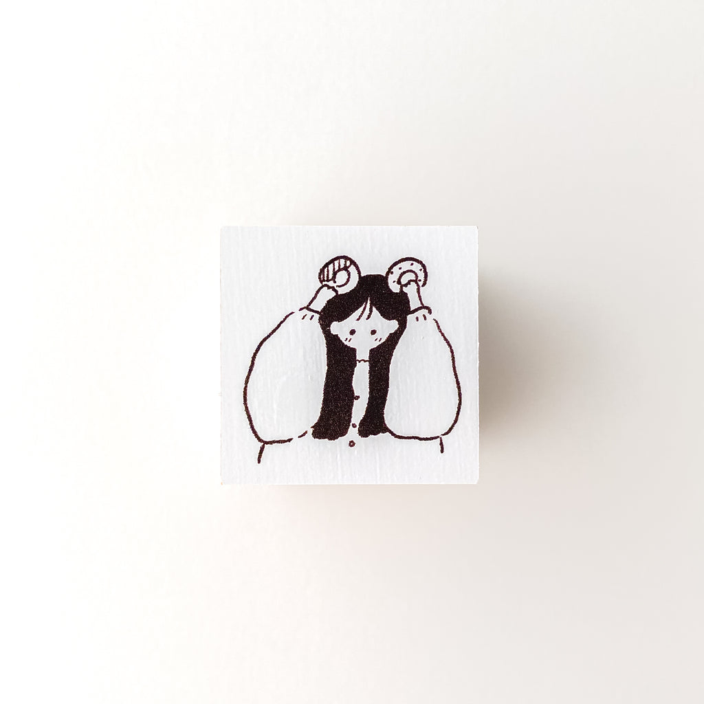 ranmyu Rubber Stamp | Girl With Donuts - Simple Paper 