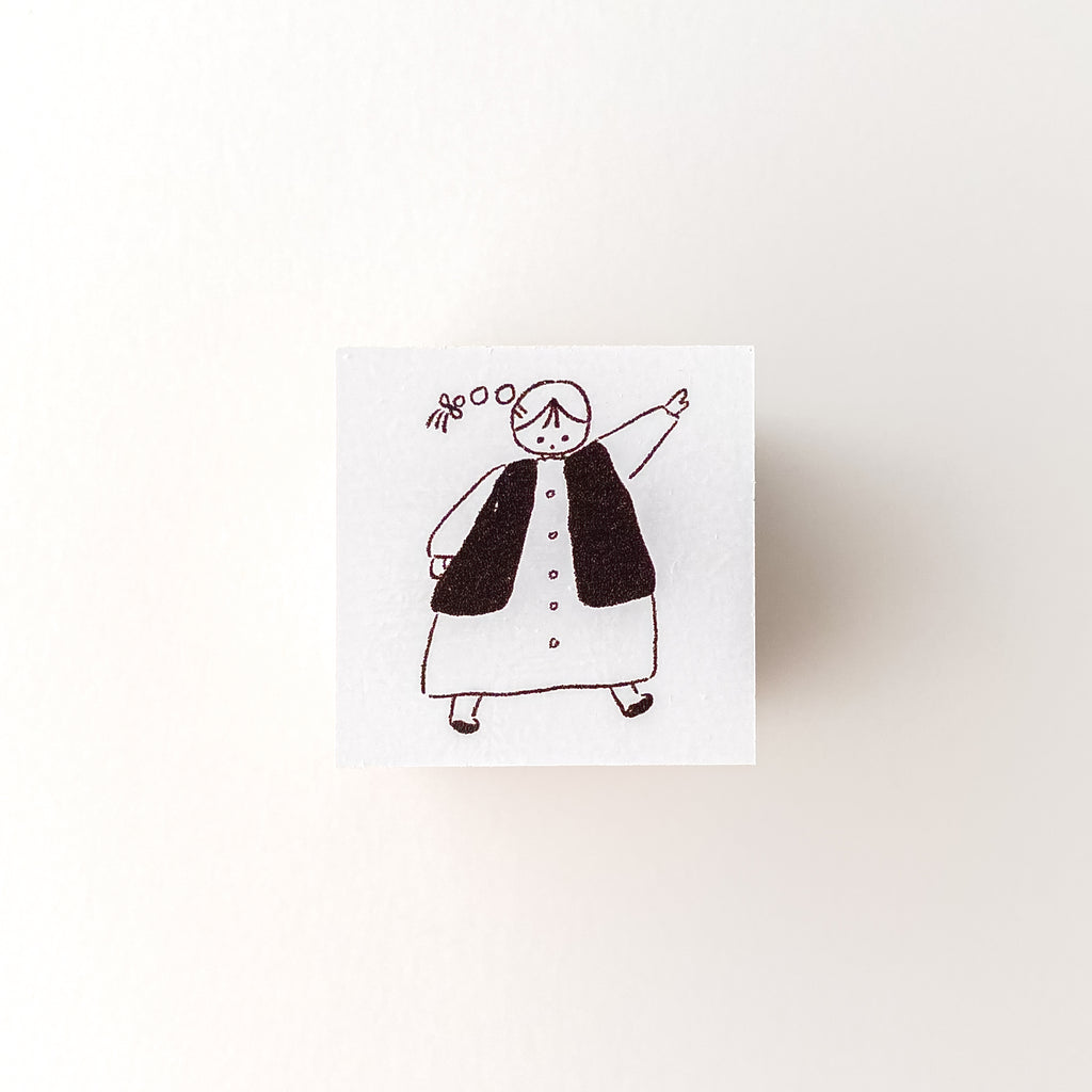 ranmyu Rubber Stamp | Girl Pointing - Simple Paper 