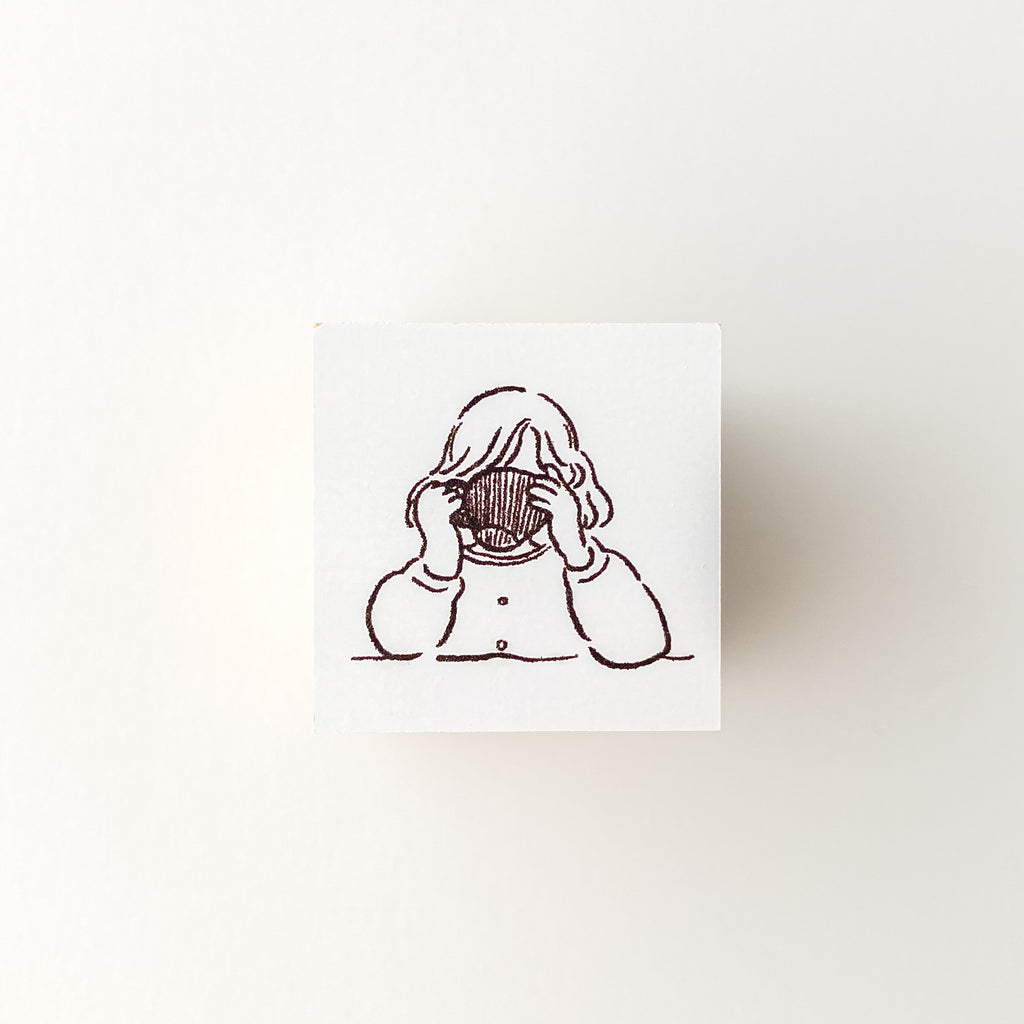 ranmyu Rubber Stamp | Girl Drinking - Simple Paper 