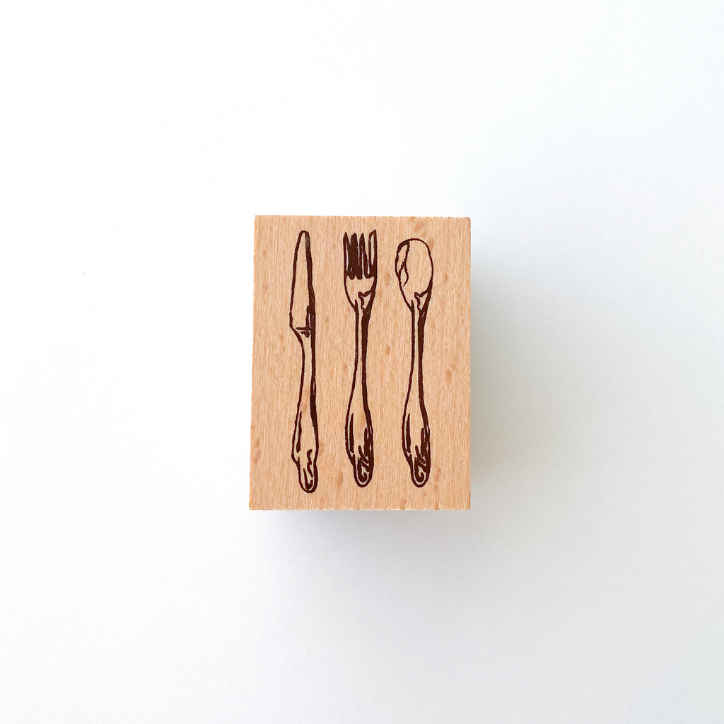 Arte Co Rubber Wood Stamp | Cutlery - Simple Paper 