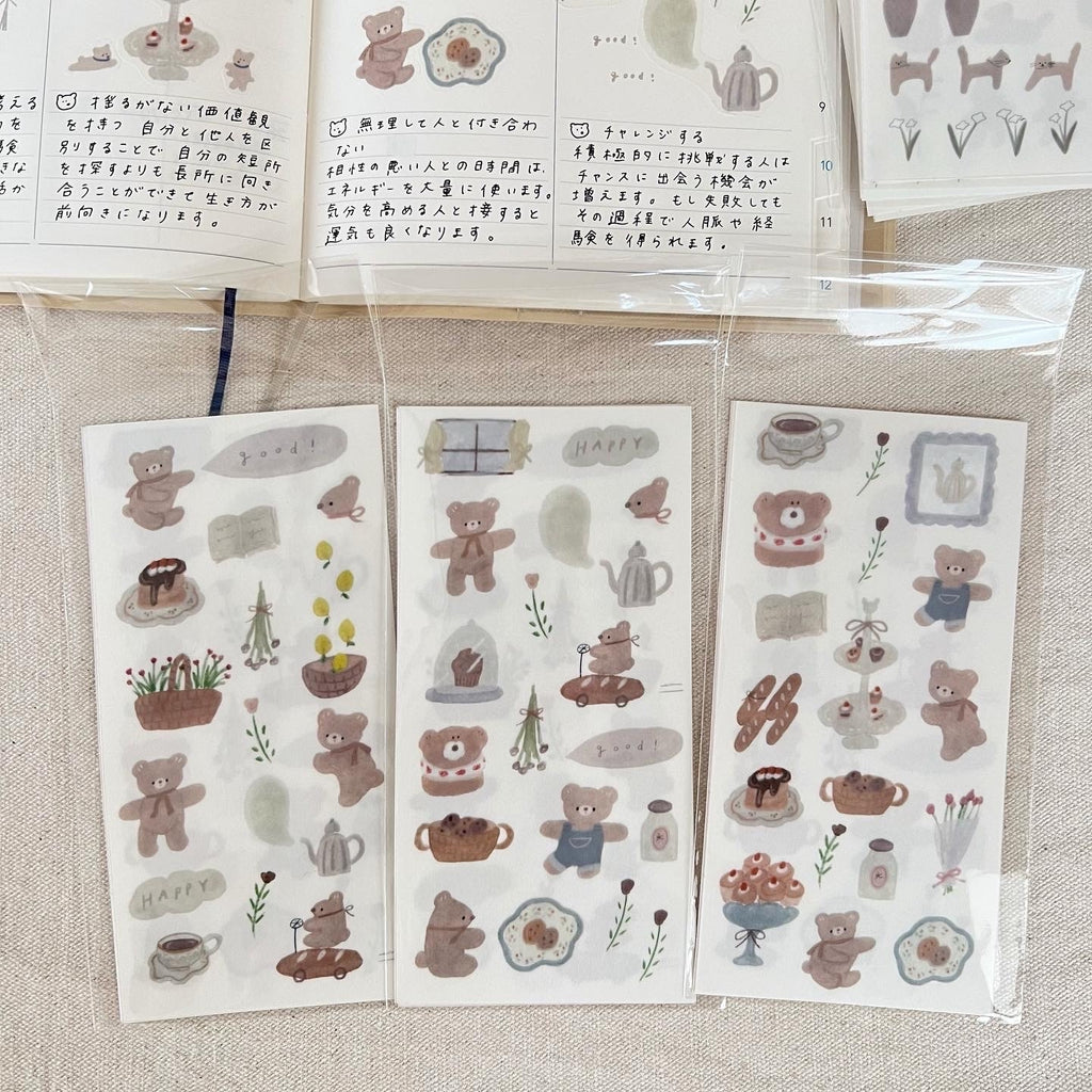 ranmyu Washi Sticker Set | Bear's Tea Party - Simple Paper 