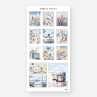 Postage stamp stickers featuring florals, airplanes, luggage, and travel scenes – August Sheet I by Simple Paper
