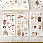 ranmyu Washi Sticker Set | Fluffy Girl & Bear - Simple Paper 