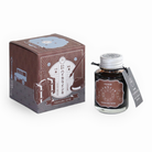 Teranishi Guitar Taisho Roman Haikara Traveling Sephia Ink, bottle with its box on a white background