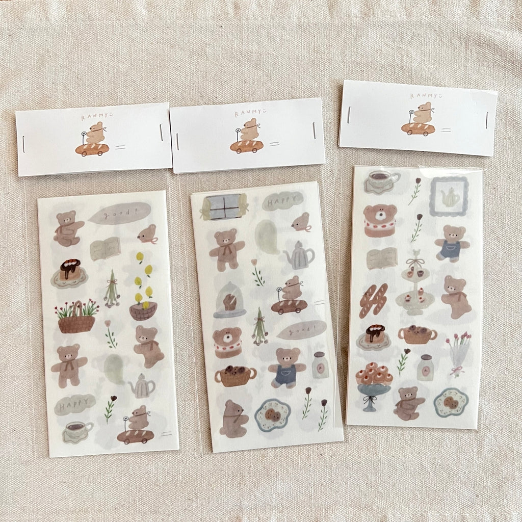 ranmyu Washi Sticker Set | Bear's Tea Party - Simple Paper 