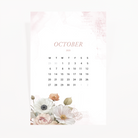 Fall in Love – October 2025 calendar journaling card with florals