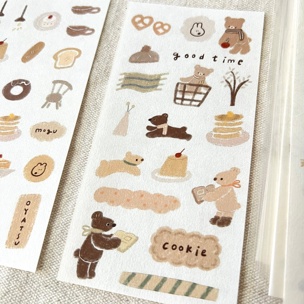 ranmyu Washi Sticker Set | Bear Snacks - Simple Paper 