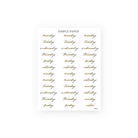 Golden Autumn – Handwritten weekday stickers with golden brush accents