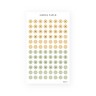 Calendar with dot stickers for each day of the month on a white background, branded 'Simple Paper'.