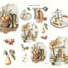 Golden Autumn – Sheet M decorative stickers with cozy autumn home, pears, and cottage details