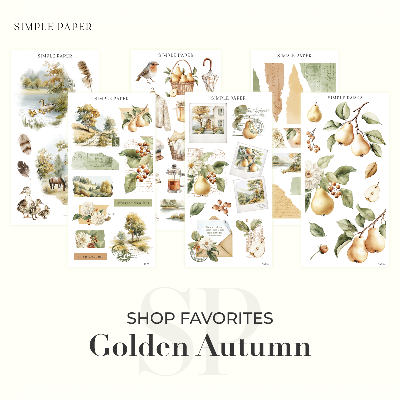 Bundle of decorative planner stickers with seasonal designs on a white background, featuring chrysanthemums, pears, and cozy autumn motifs