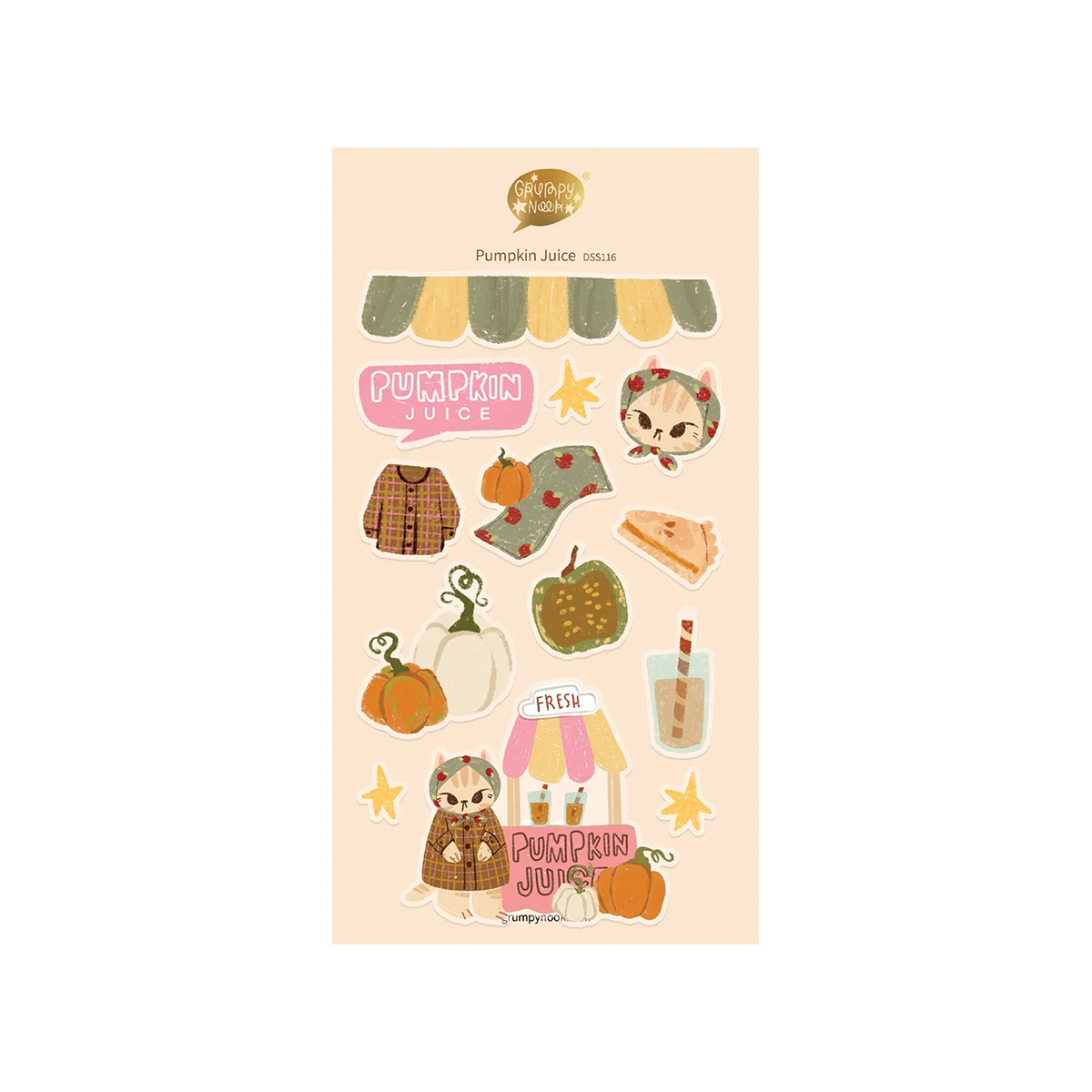 Grumpy Nook | Deco Sticker Sheet | Pumpkin Juice – Simple Paper