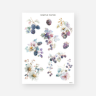 Blackberry and floral clusters in soft pastel shades with daisies and vines – July Sheet A by Simple Paper