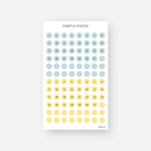 Two-tone circular date stickers in lemon yellow and sky blue