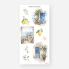 Mediterranean lemon tree and blue door stickers with garden courtyard views
