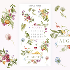 Letters From Tuscany – August calendar surrounded by florals and garden fruit