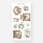 A sheet of decorative stickers with a November 2024 theme, featuring various designs including flowers, fruit, and frames.