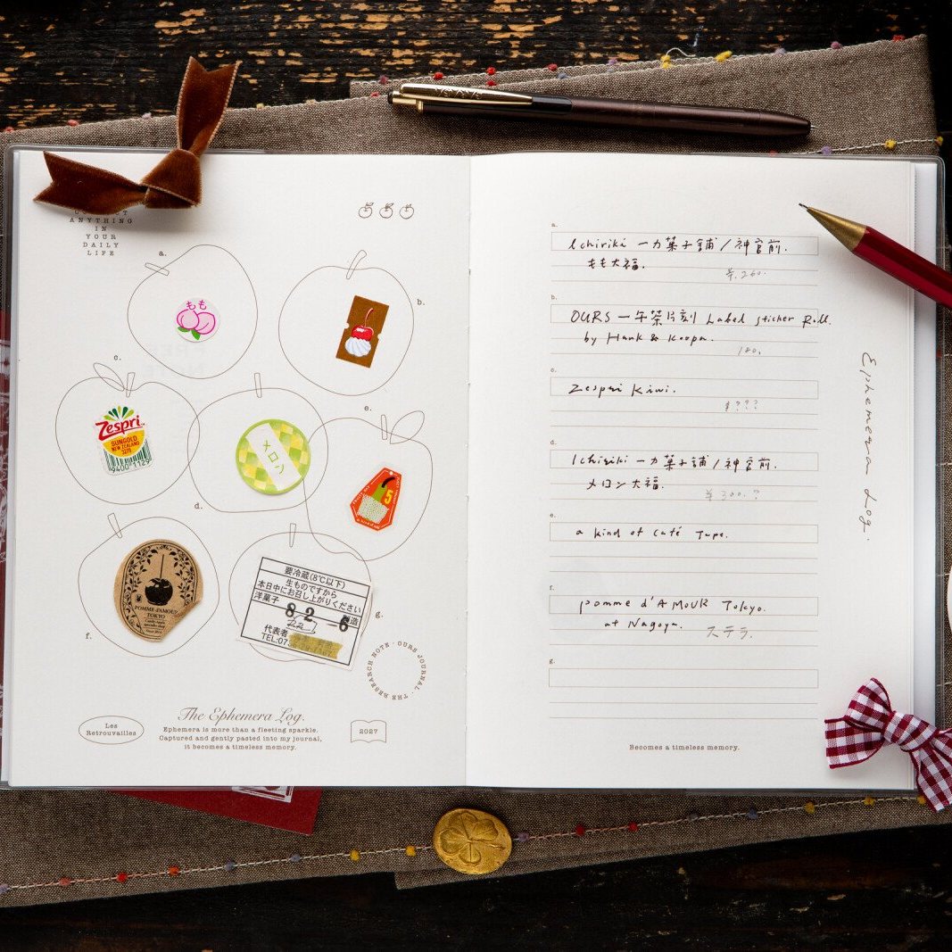 A record page decorated with stickers and notes. Photo: OURS Studio