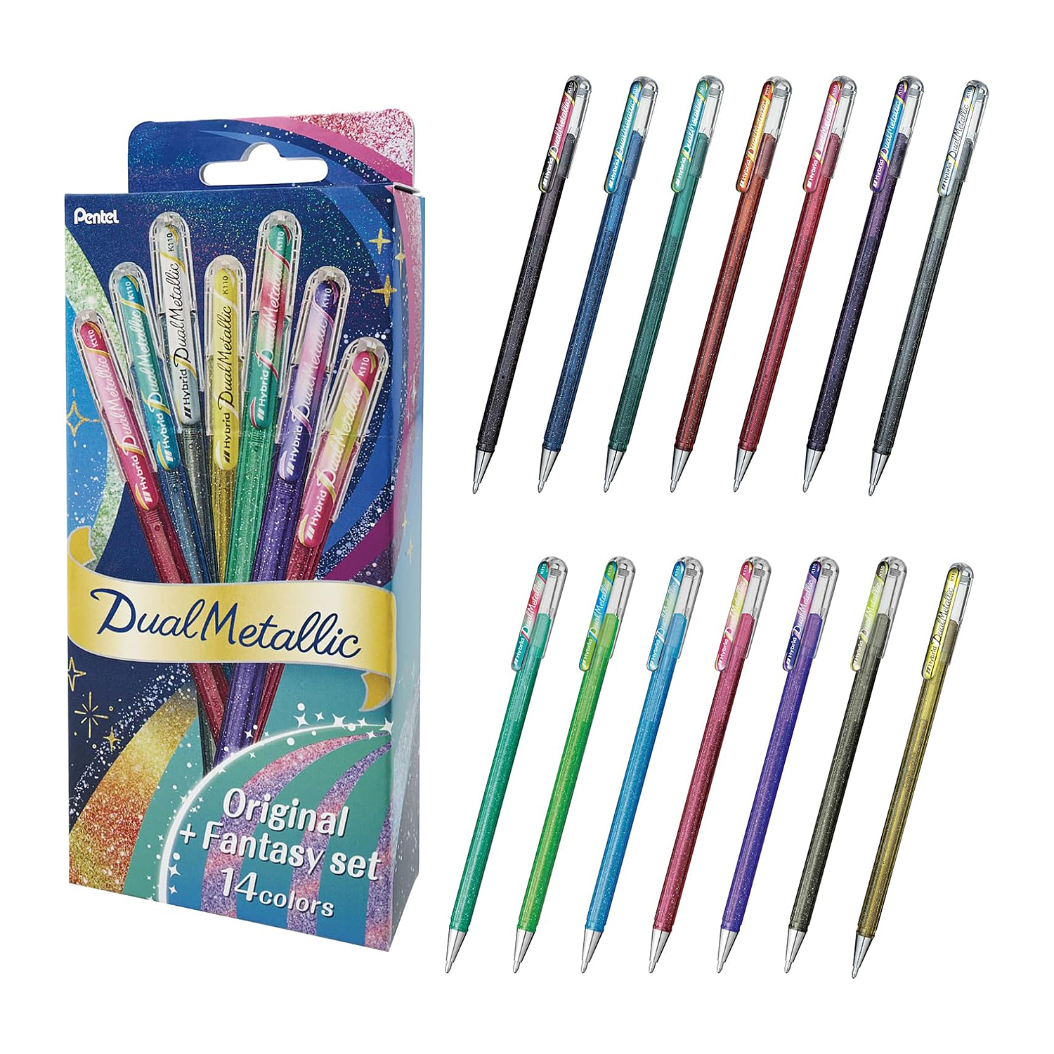 Pentel Hybrid Dual Metallic 14 Color Set – Simple Paper
