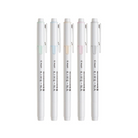 Set of five Pilot Kire-Na double-sided highlighters in pale pastel colors arranged vertically on a white background.