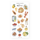 Mediterranean food illustrations—lemons, seafood, bread, pasta, and tomatoes—perfect for recipe journals, travel pages, and coastal-themed spreads