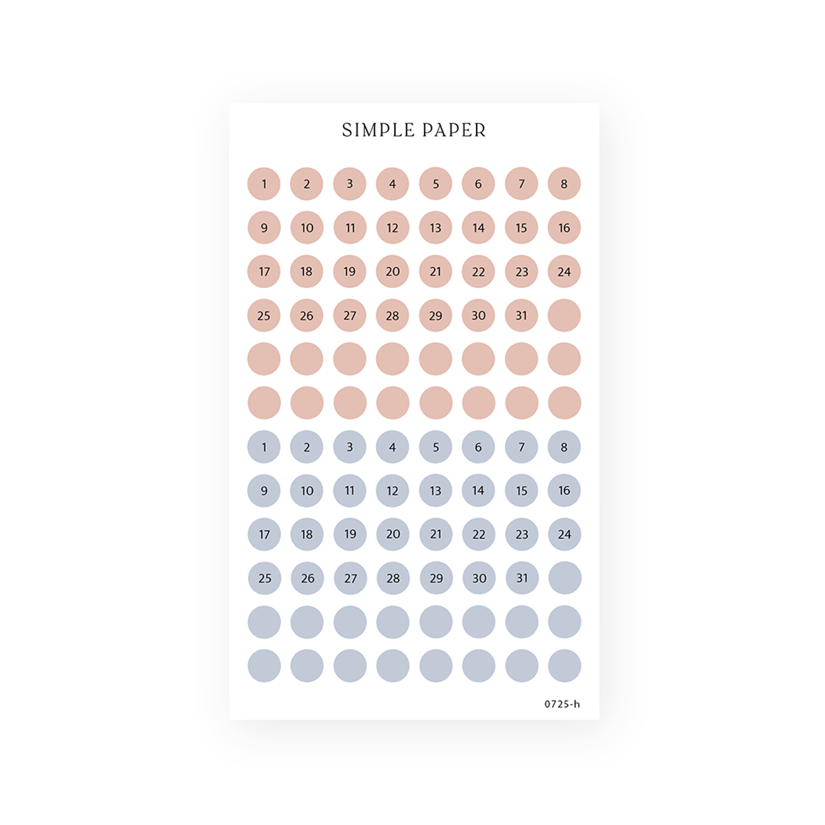 Circle date stickers in coastal rose and powder blue—perfect for calendars, monthly layouts, and habit trackers