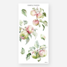 Sheet of decorative stickers with apple branches and watercolor leaves on a white background