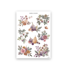 Autumn Living Sheet A sticker sheet: watercolor fig branches, peach roses, acorns and chanterelle mushrooms