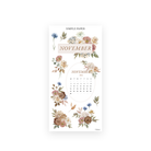 November 2026 calendar and November header stickers framed with watercolor roses, hydrangeas and blue cornflowers