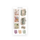 Autumn Living Sheet K sticker sheet: film strip of watercolor rooms, green door with wreath, shuttered window, stacked books