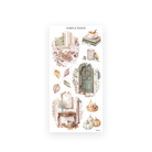 Autumn Living Sheet L sticker sheet: watercolor kitchen scene, fig candle, green door, stacked books and pale pumpkins